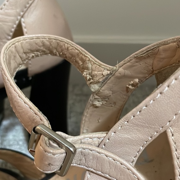 🌟5 for $25🌟 Report Diane Leather Platform Sandal Heels in Black and Cream - Picture 7 of 12